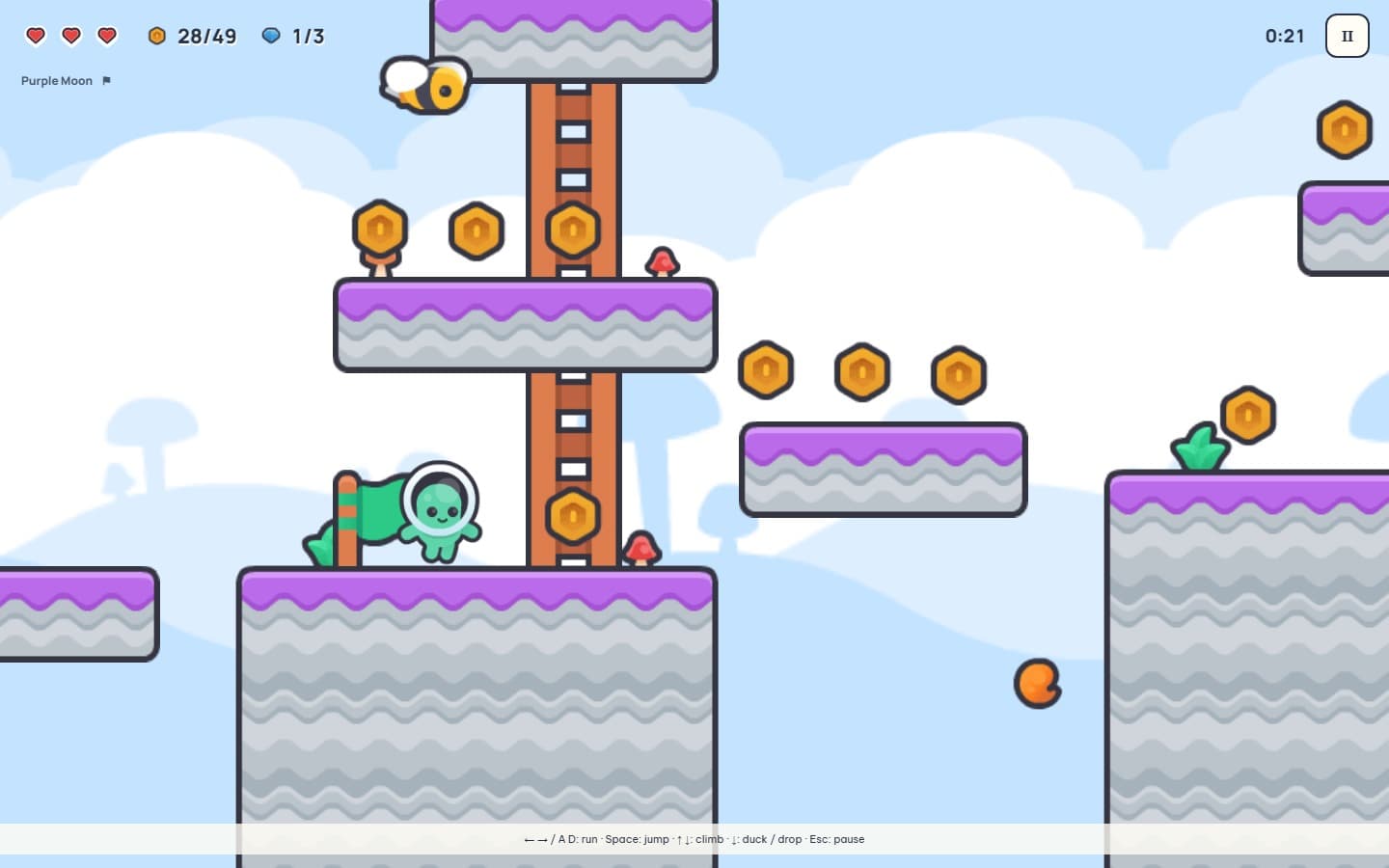 Purple Moon: find the key before reaching the finish flag.